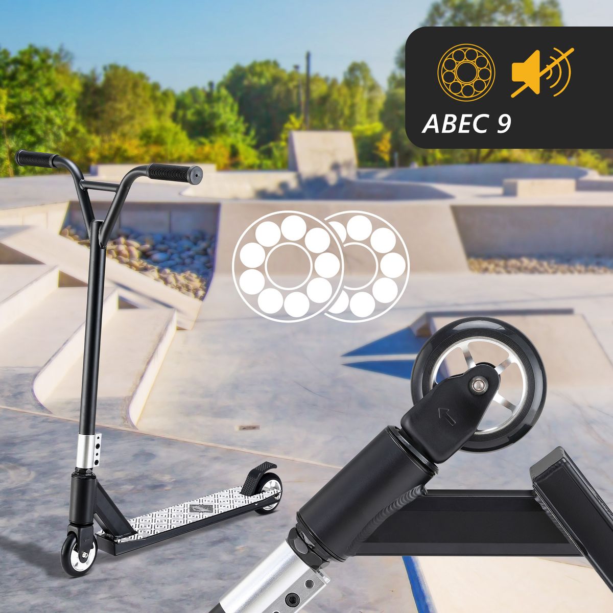 Stuntscooter Tundra Premium sparkesykkel svart/hvit