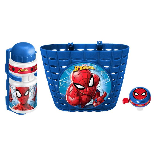 Hovedbilde Sykkelsett Spiderman (kurv, vannflaske, klokke)